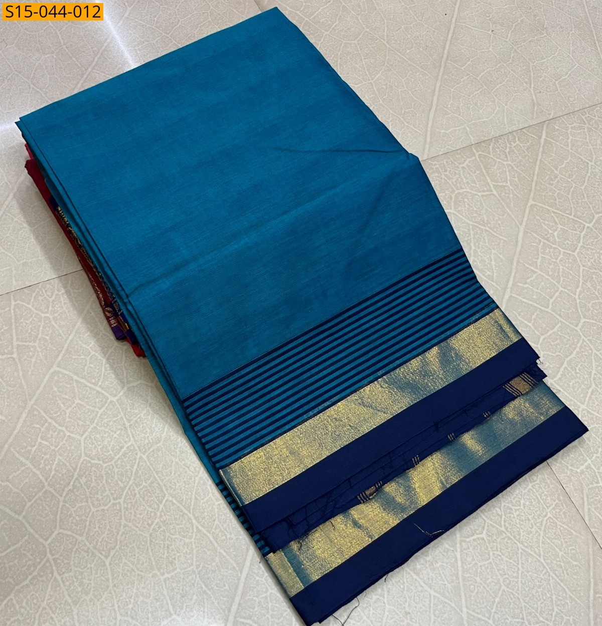 Sky Blue Chettinad cotton sarees without blouse