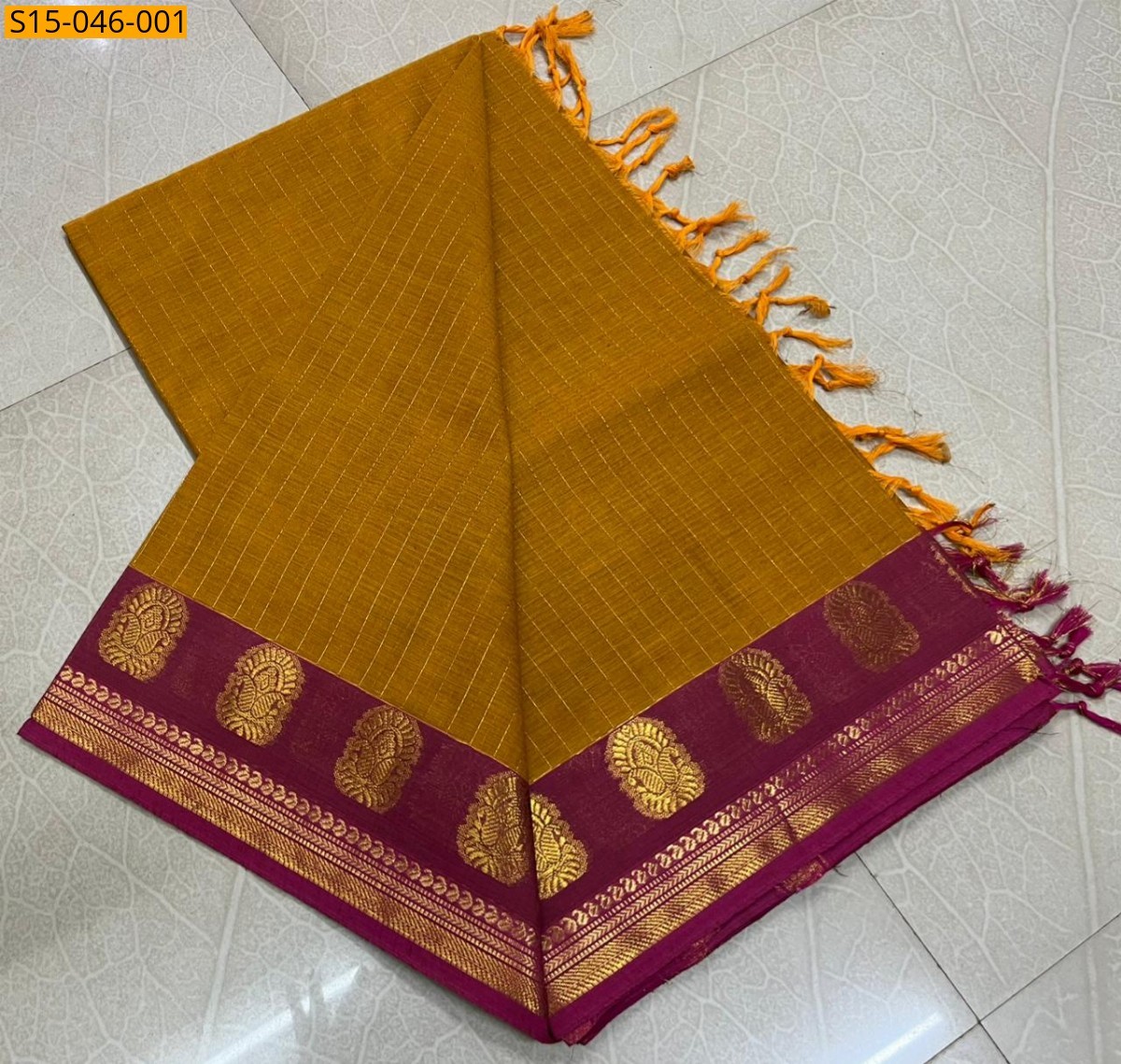 Mustard yellow Kanchi Cotton Sarees