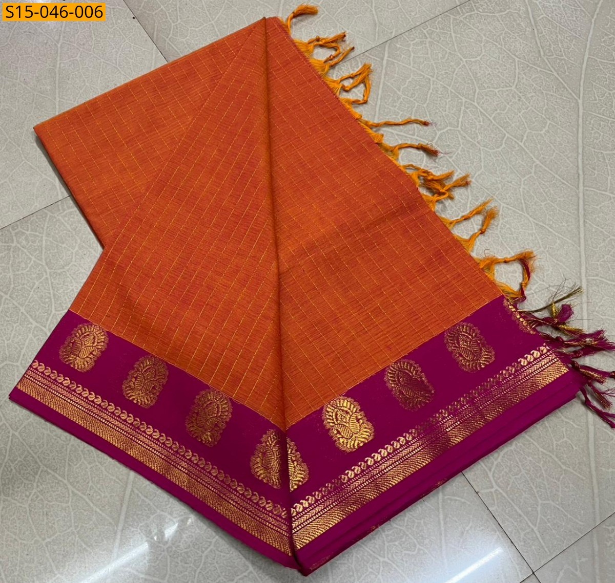 Orange Kanchi Cotton Sarees