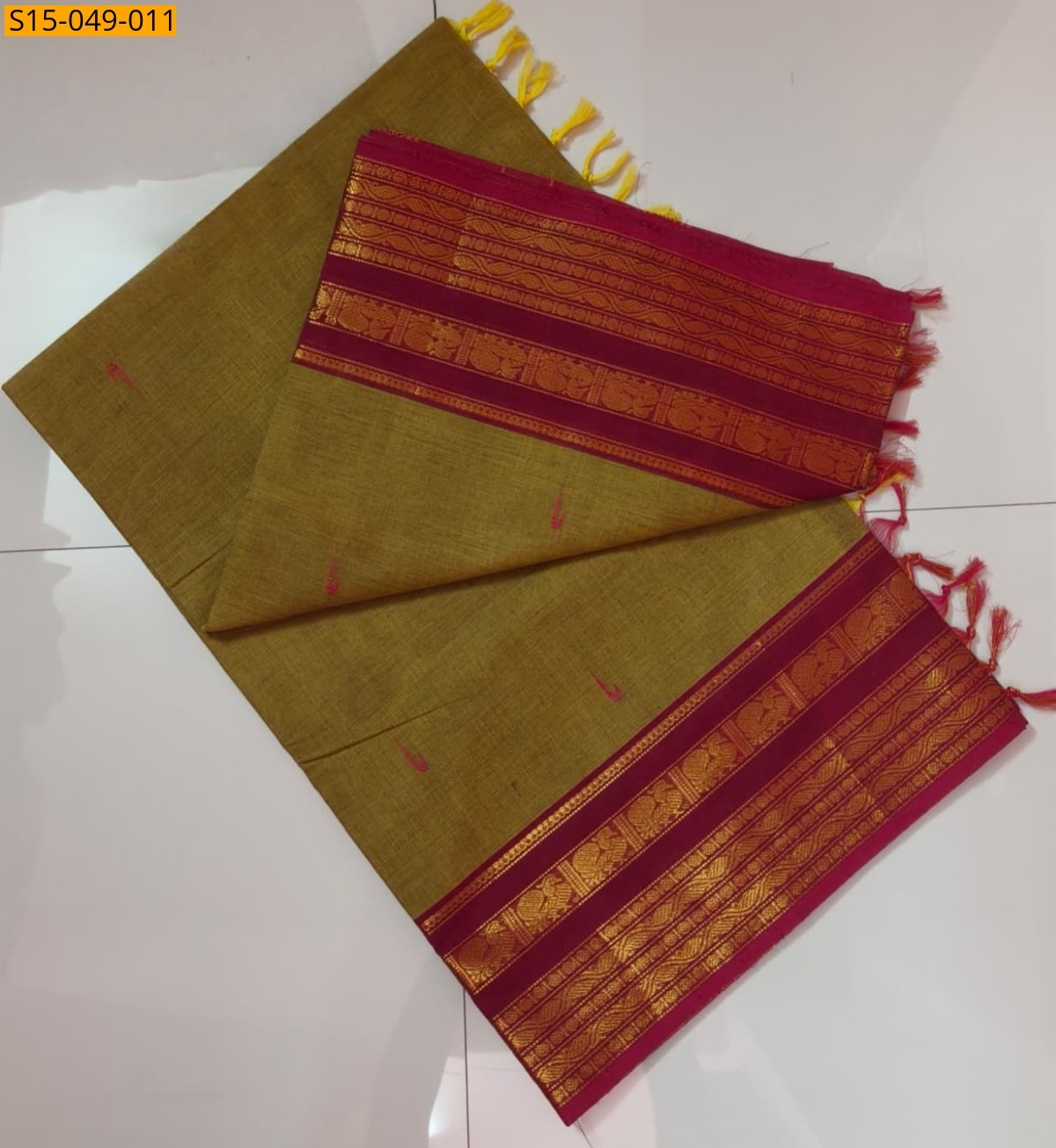 Mustard yellow Kanchi Cotton Sarees