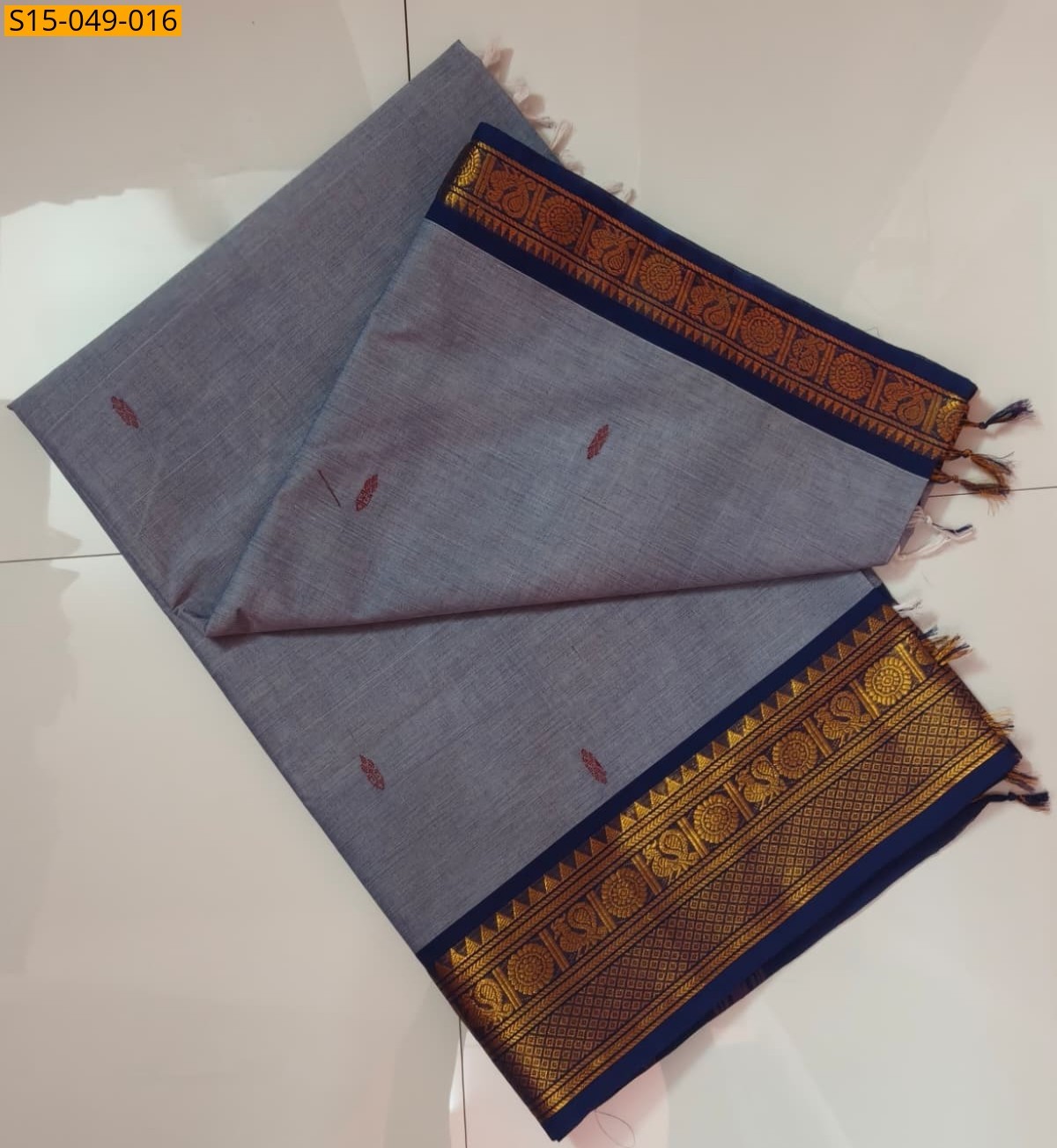 Ash Grey Kanchi Cotton Sarees