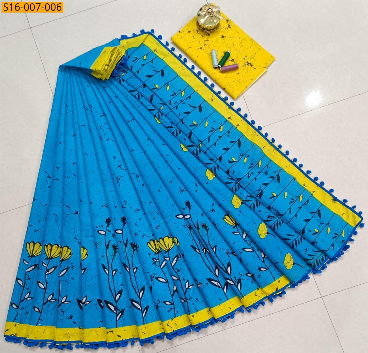Blue Mulmul Cotton Sarees
