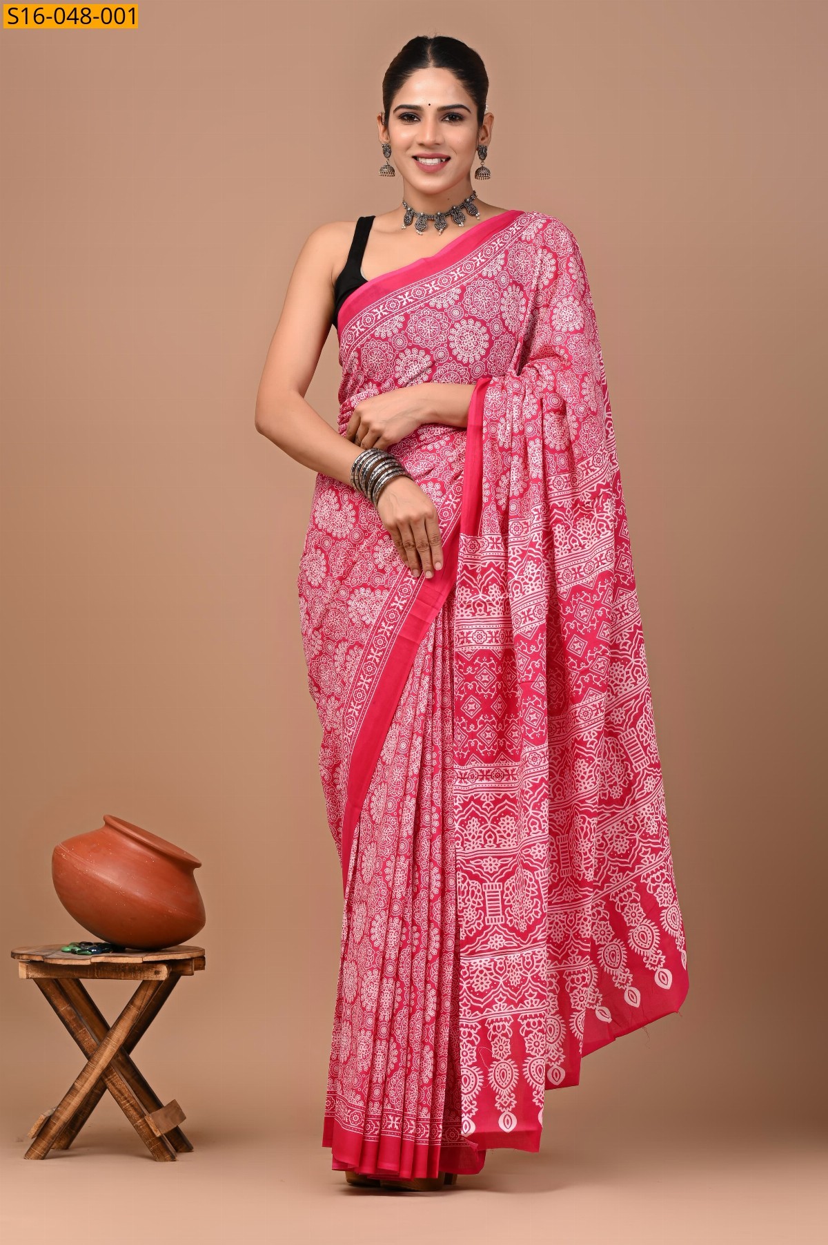 Pink Mulmul Cotton Sarees