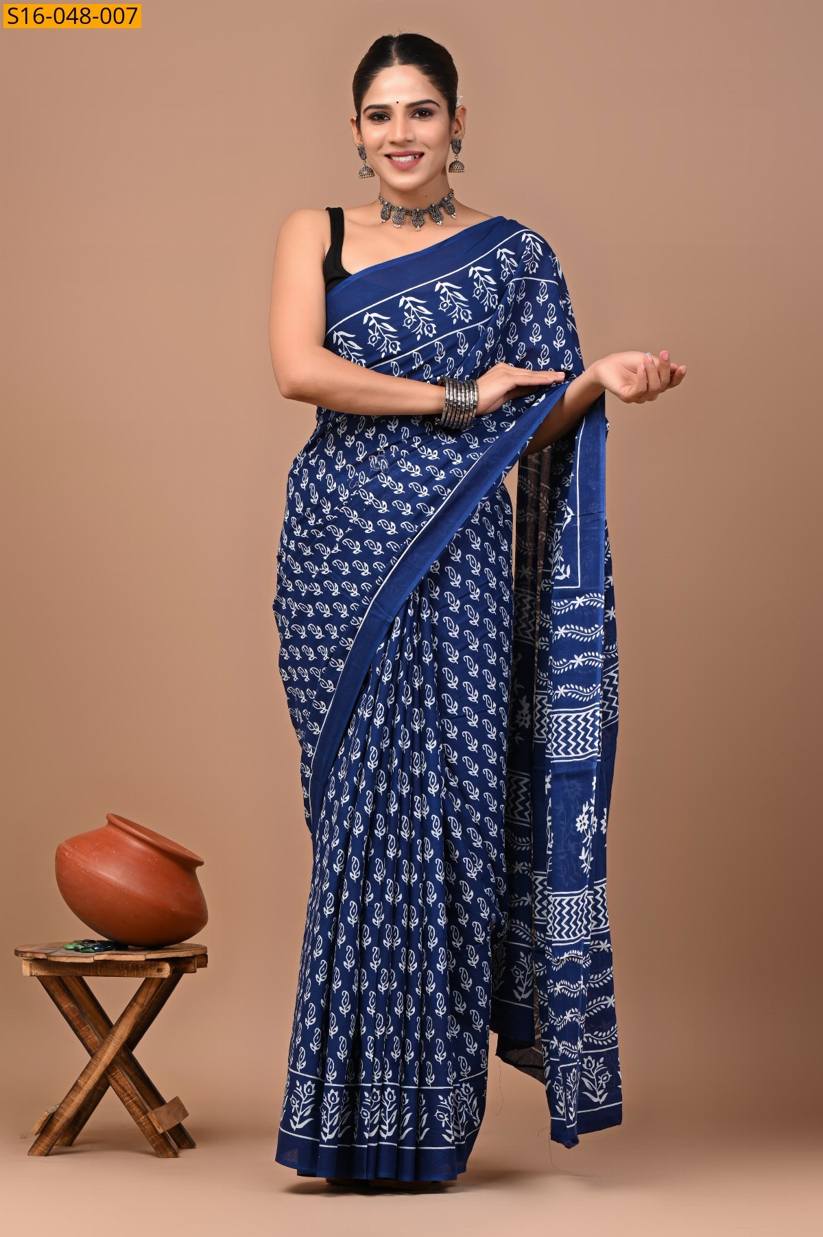 Blue Mulmul Cotton Sarees