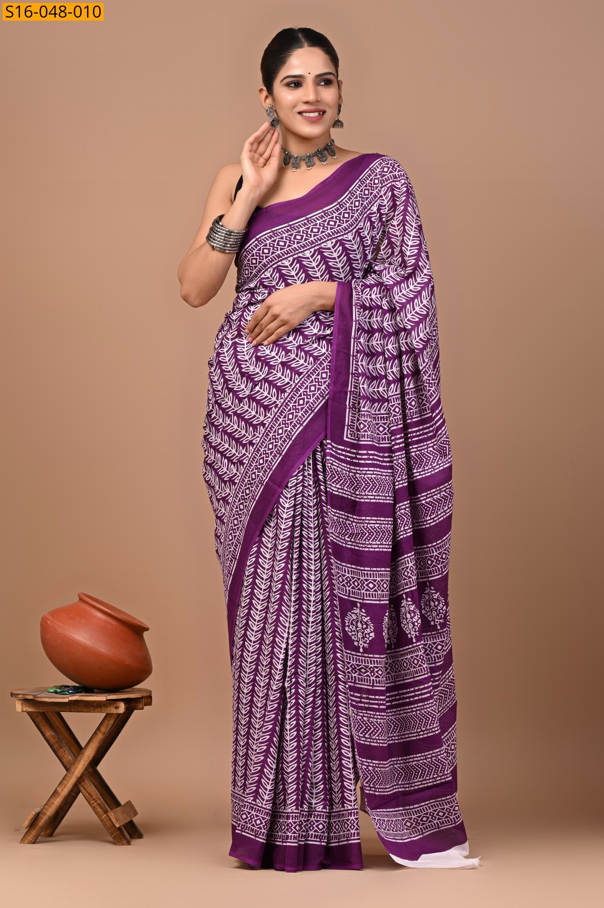 Magenta Mulmul Cotton Sarees