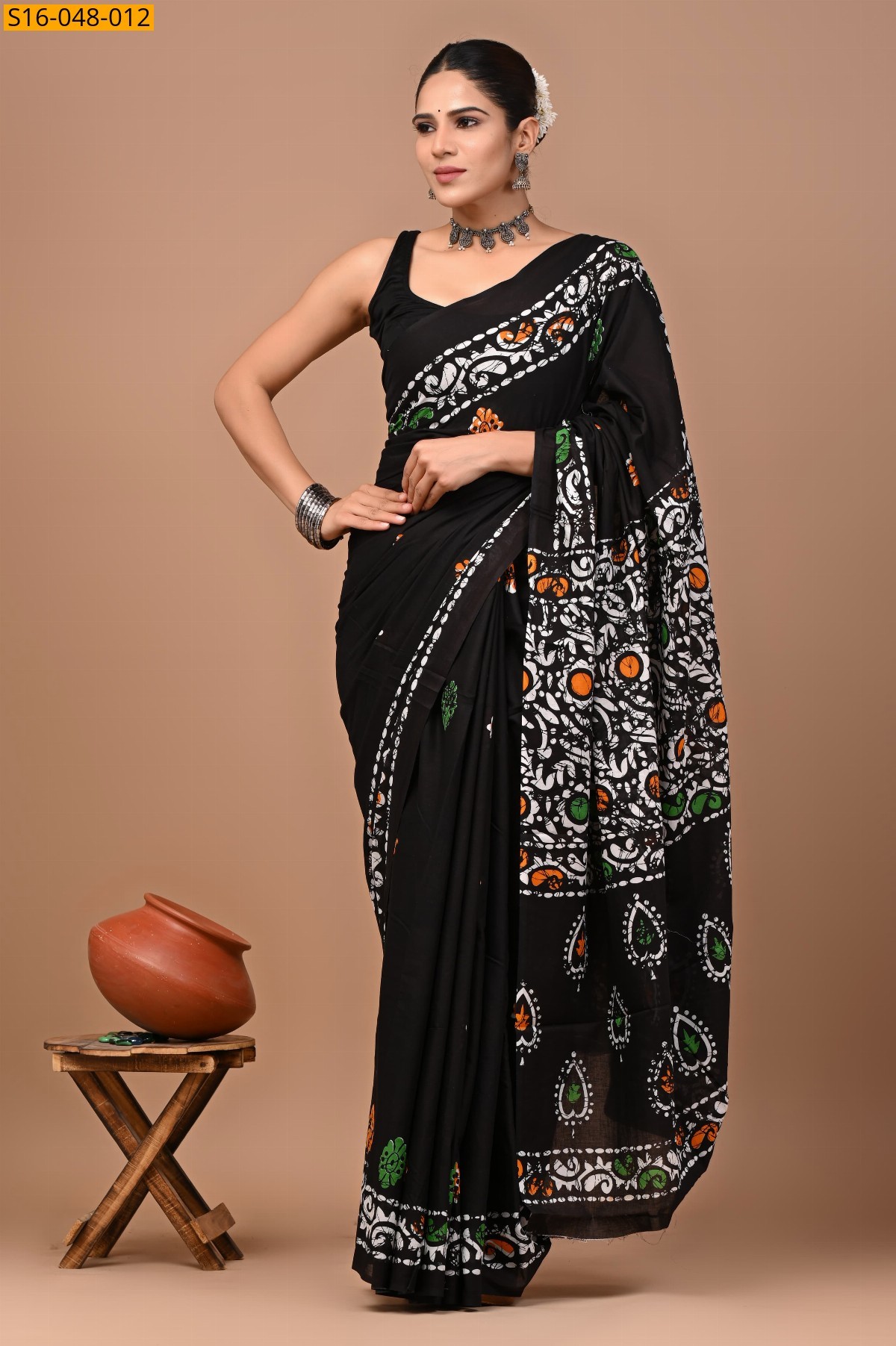 Black Mulmul Cotton Sarees