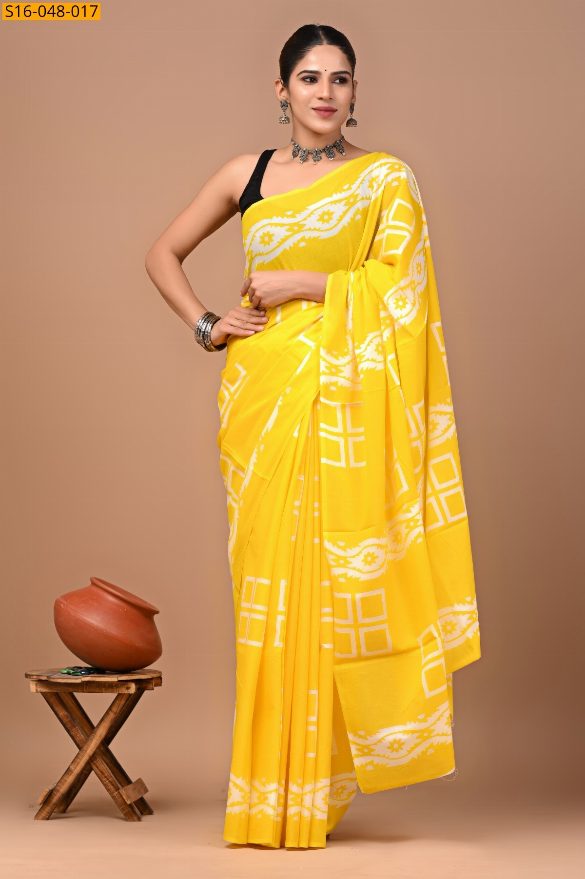 Orange Mulmul Cotton Sarees