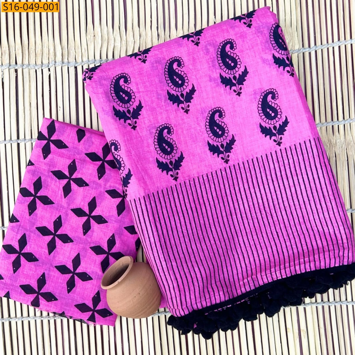 Pink Mulmul Cotton Sarees