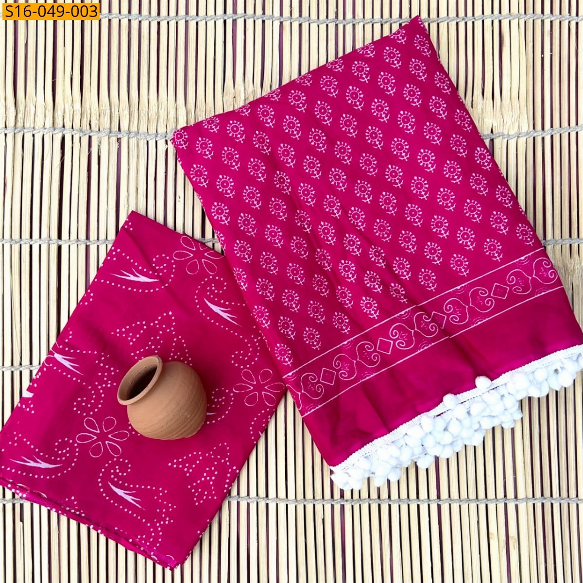 Pink Mulmul Cotton Sarees