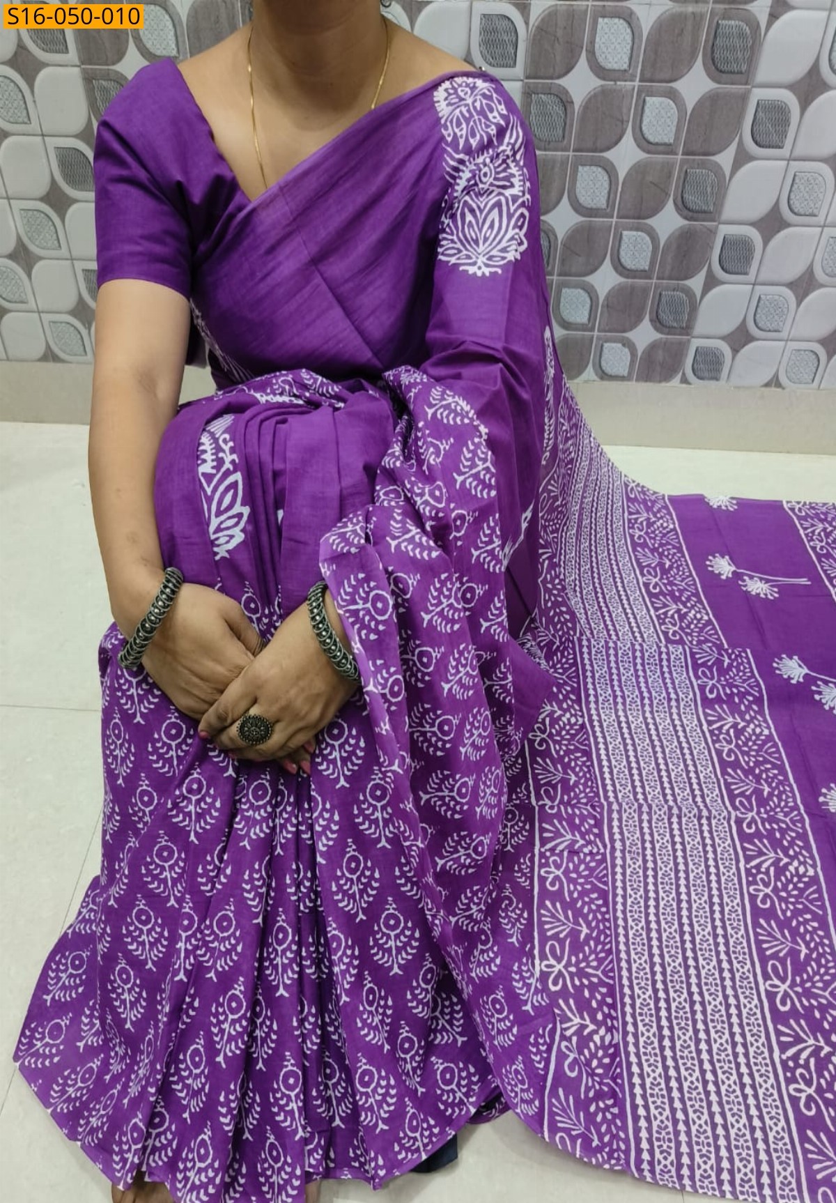 Violet Mulmul cotton printed sarees 