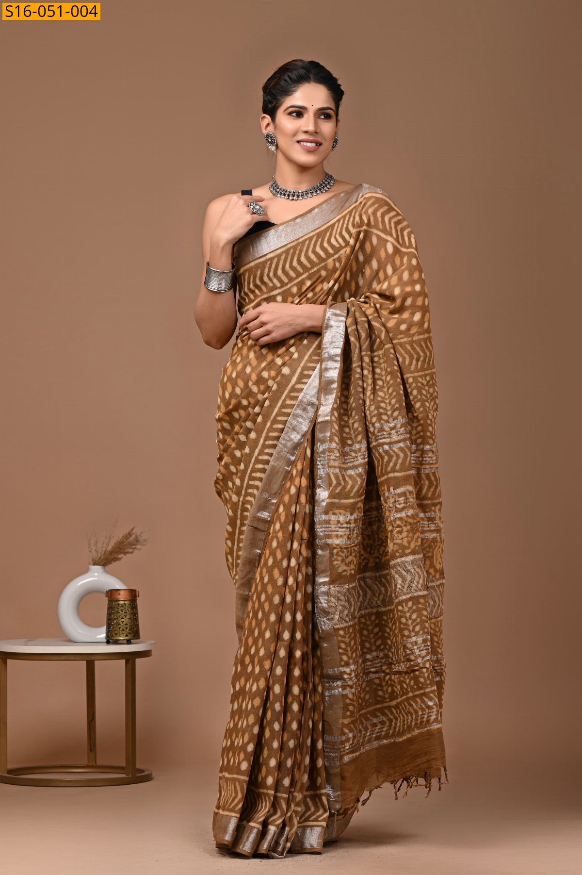 Mustard Linen Cotton Sarees
