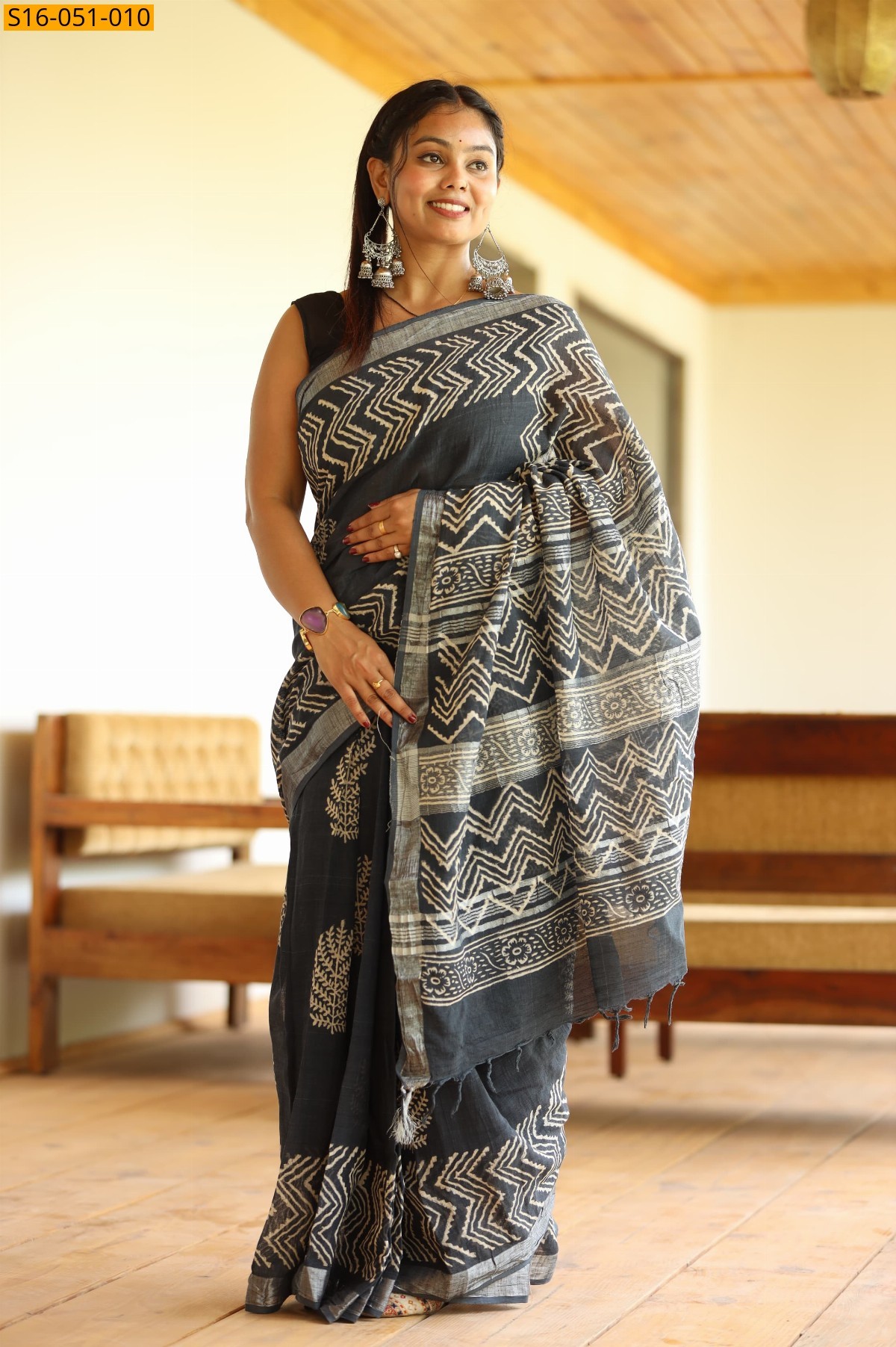 Gray Linen Cotton Sarees