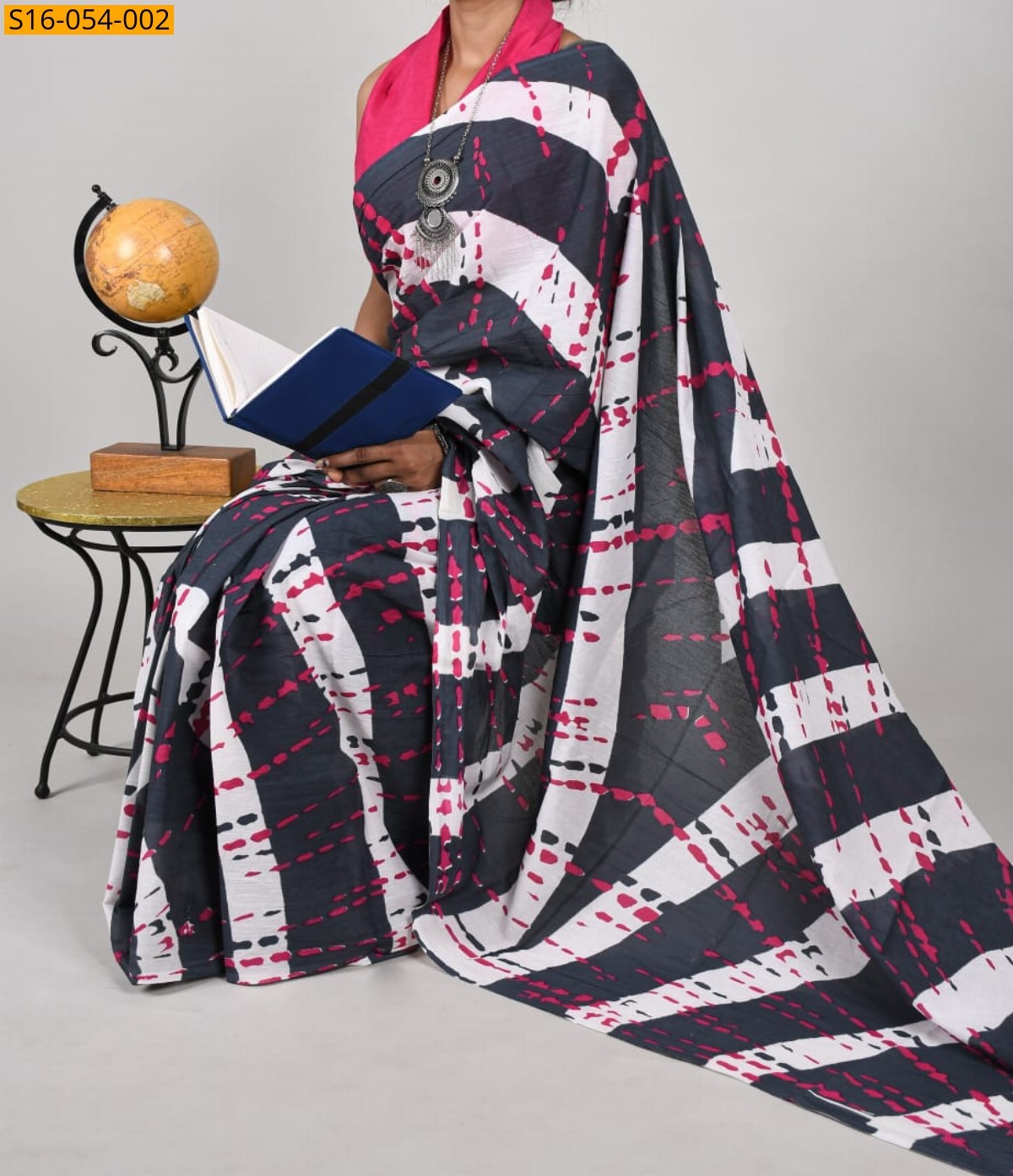 Black Mulmul cotton printed sarees