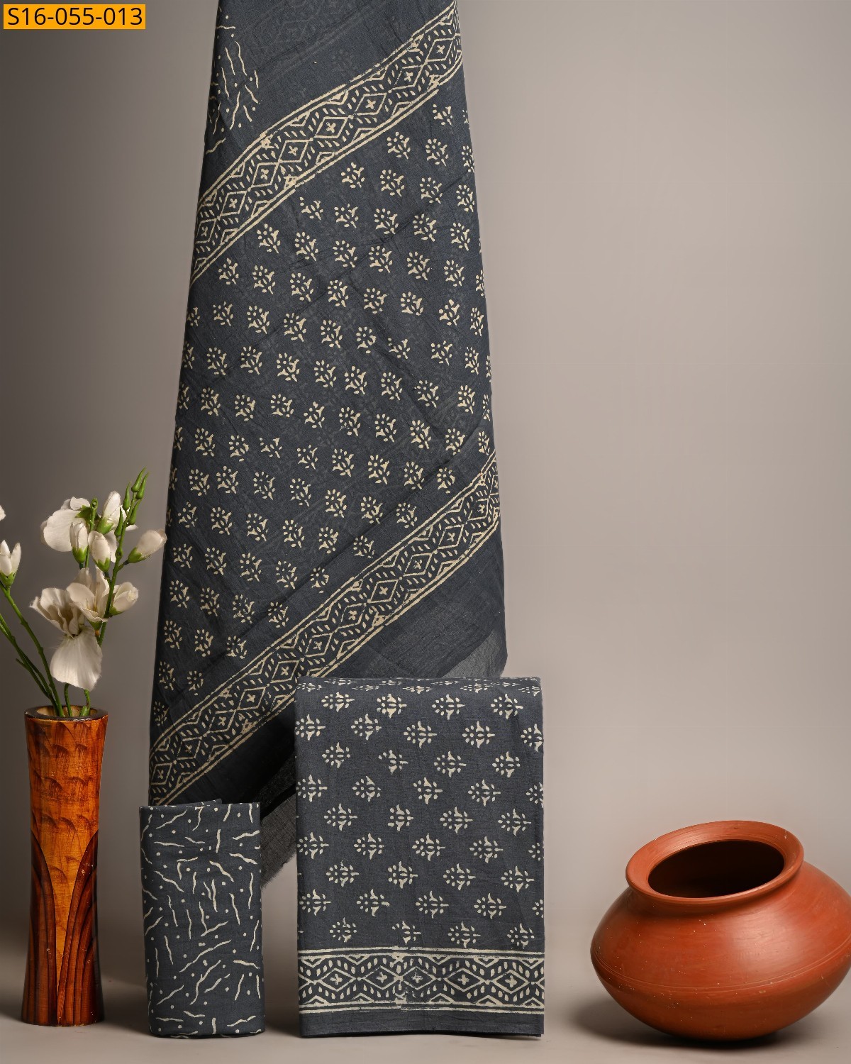 Gray Handblock  printed cotton suits 