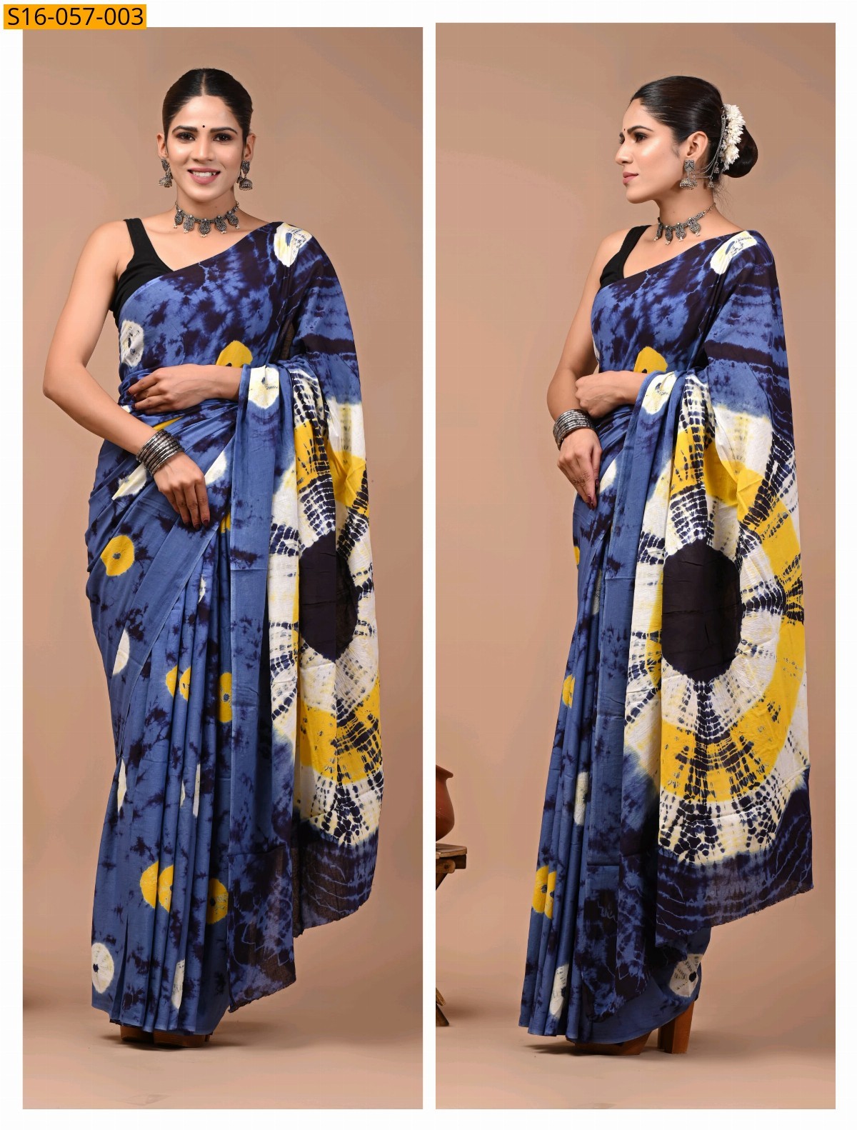Navy Mulmul cotton sarees