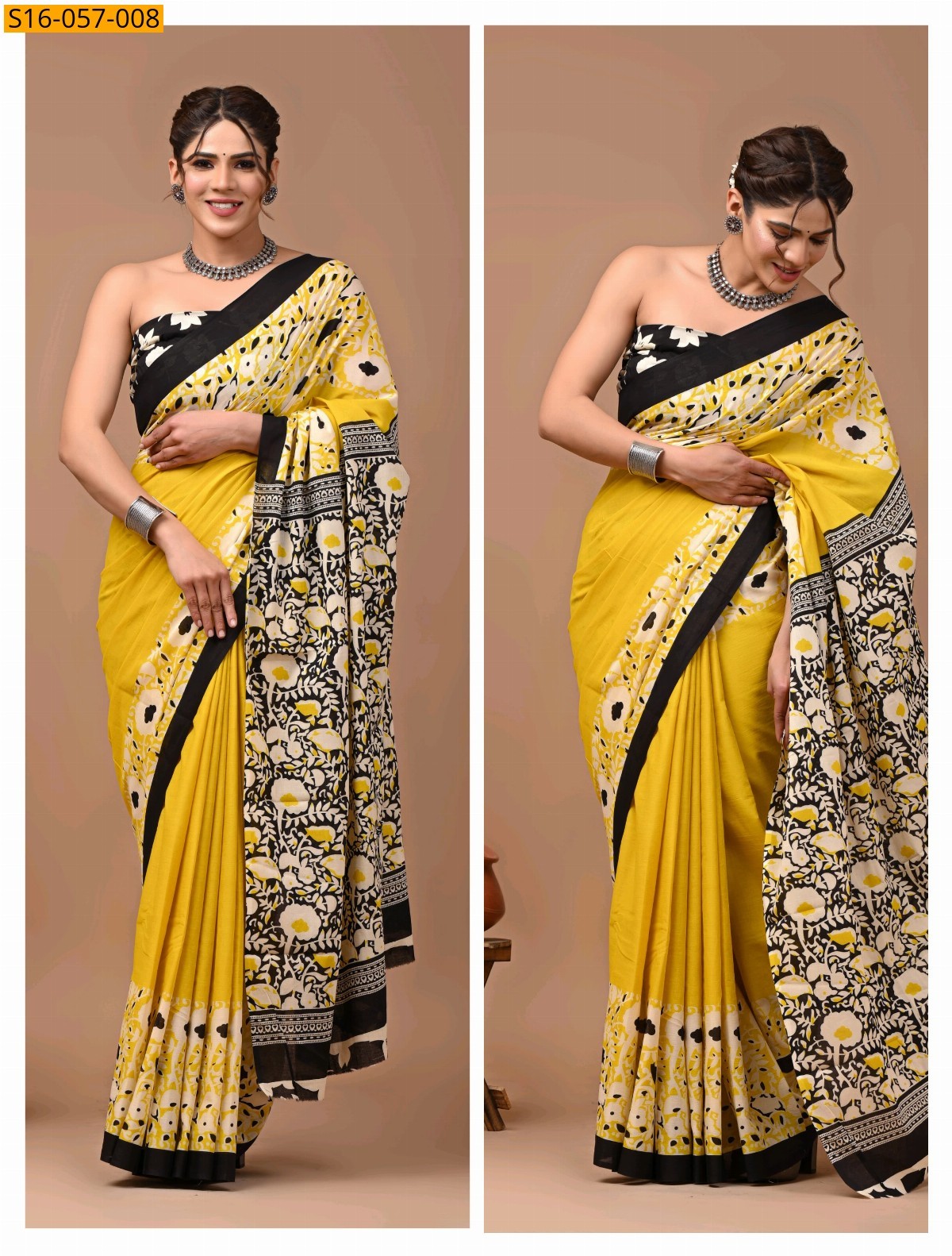 Yellow Mulmul cotton sarees