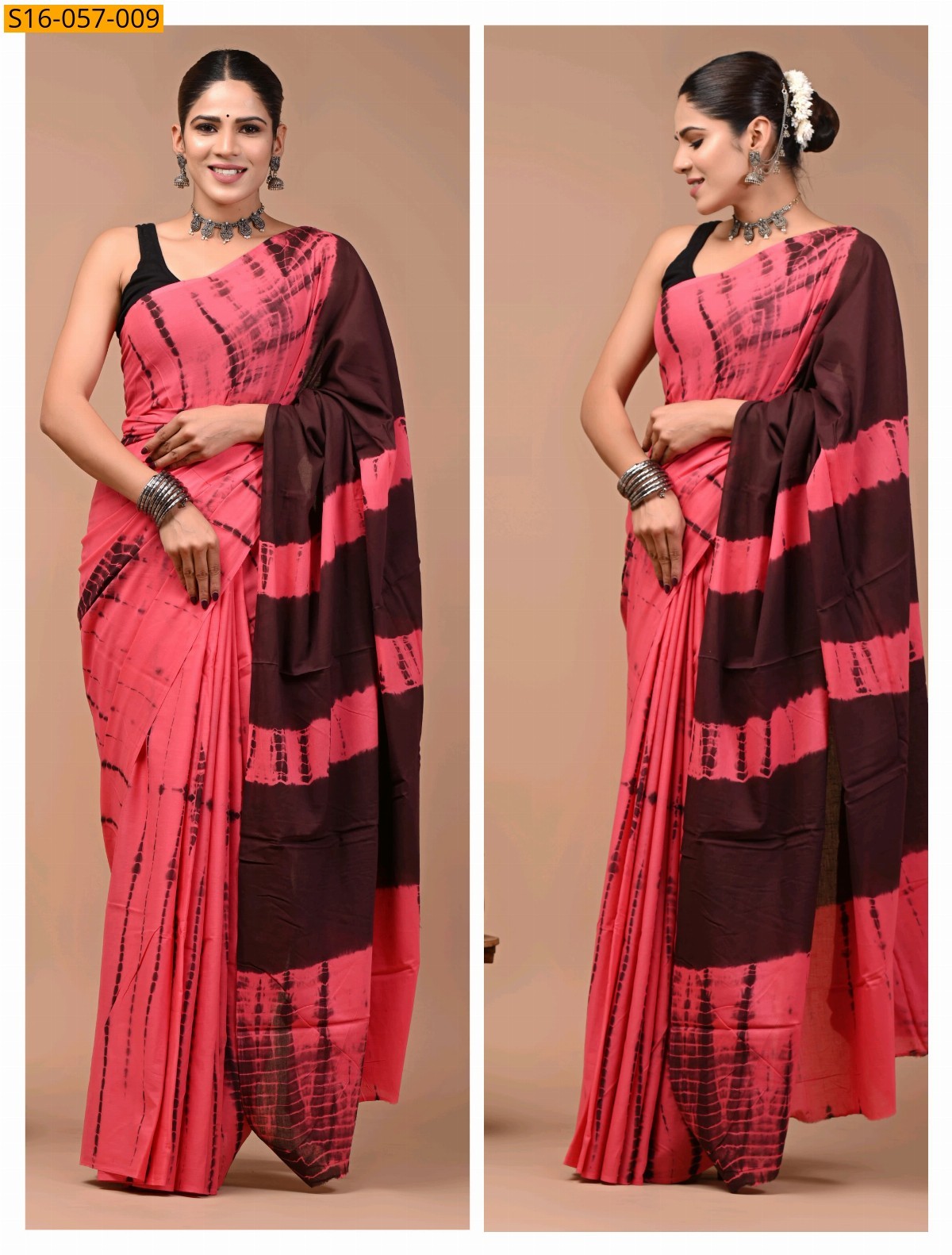 Peach Mulmul cotton sarees