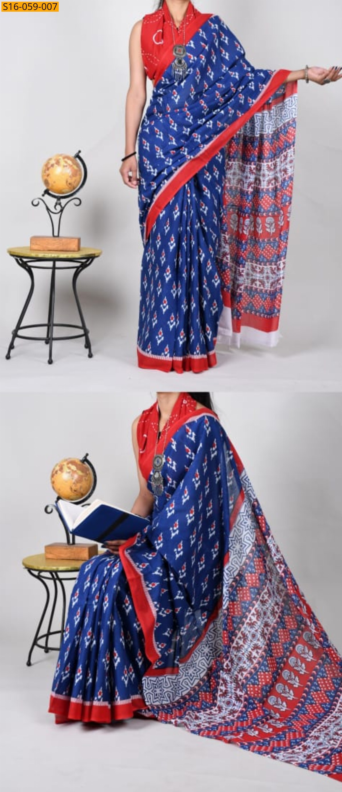 Blue Mulmul cotton sarees