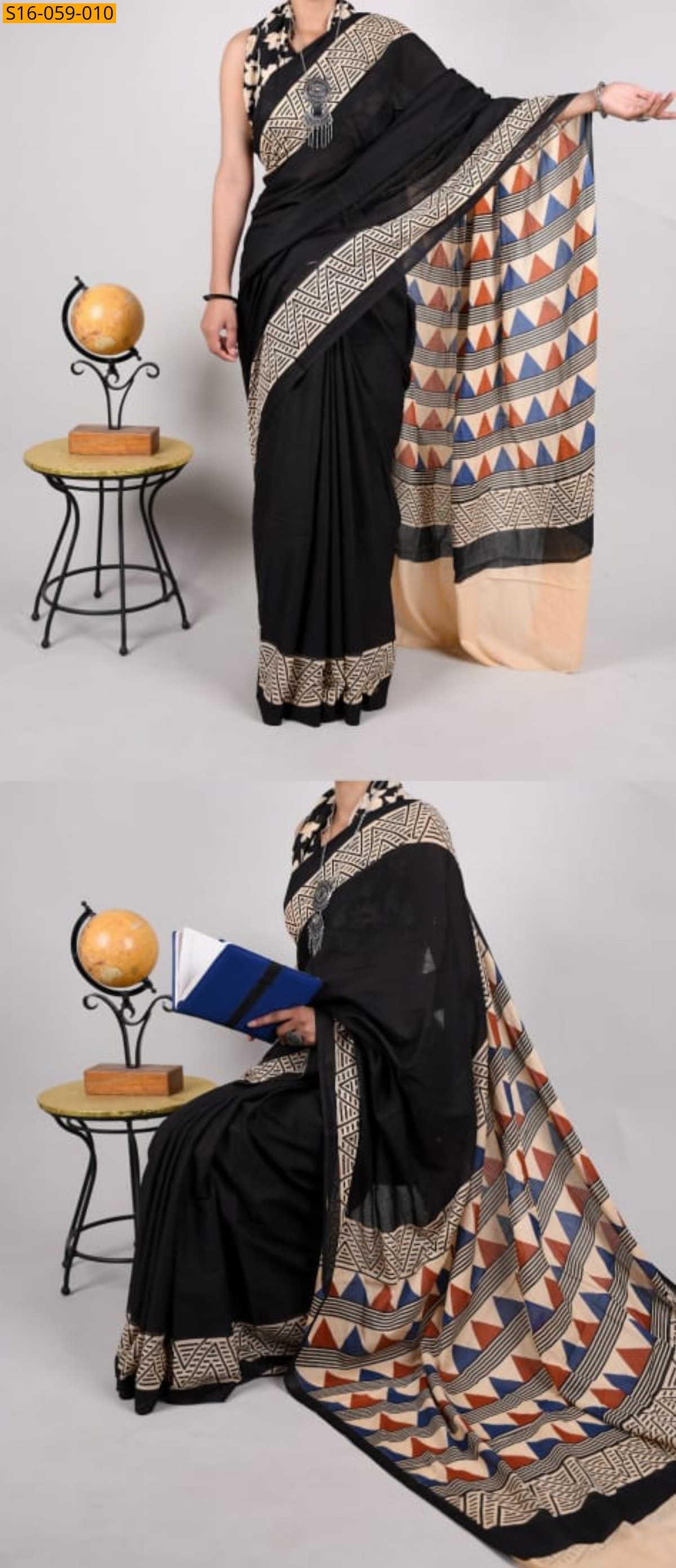 Black Mulmul cotton sarees