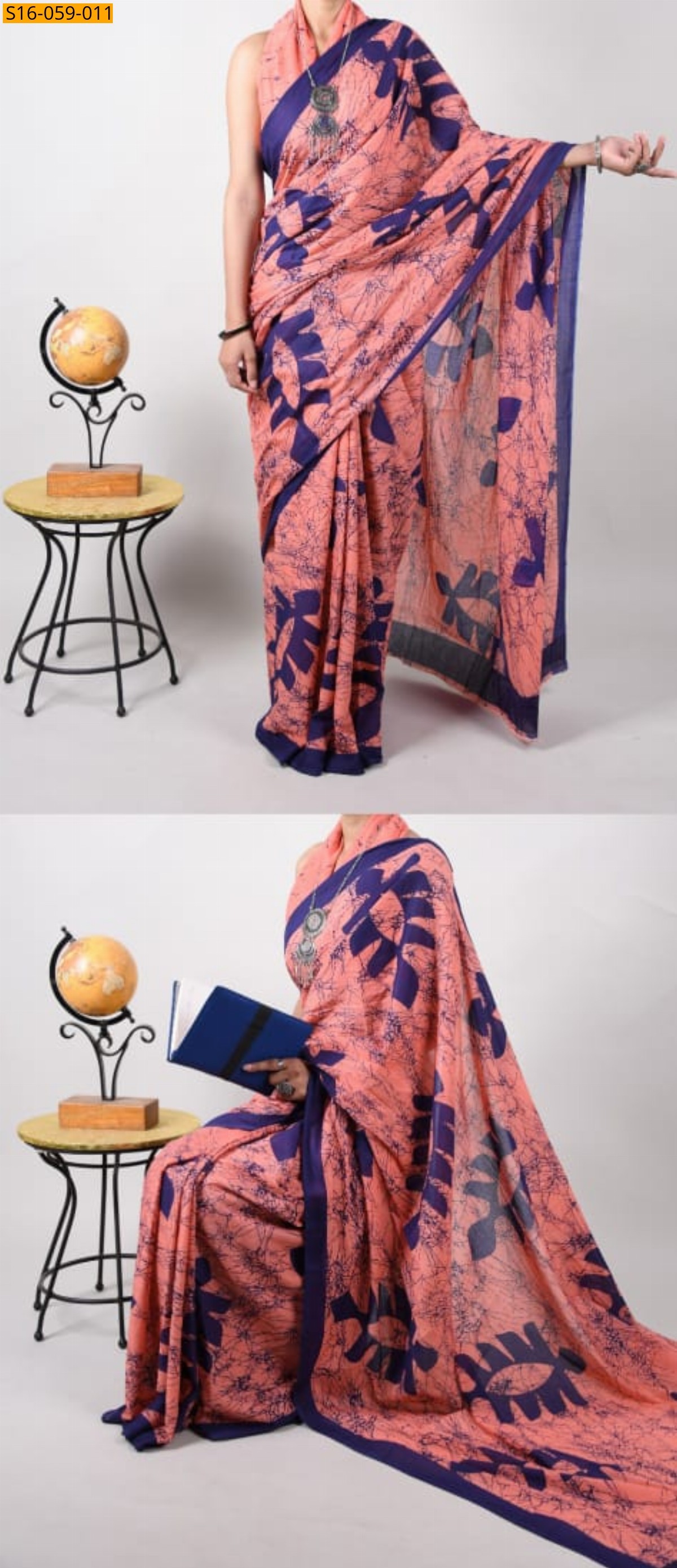 Peach Mulmul cotton sarees