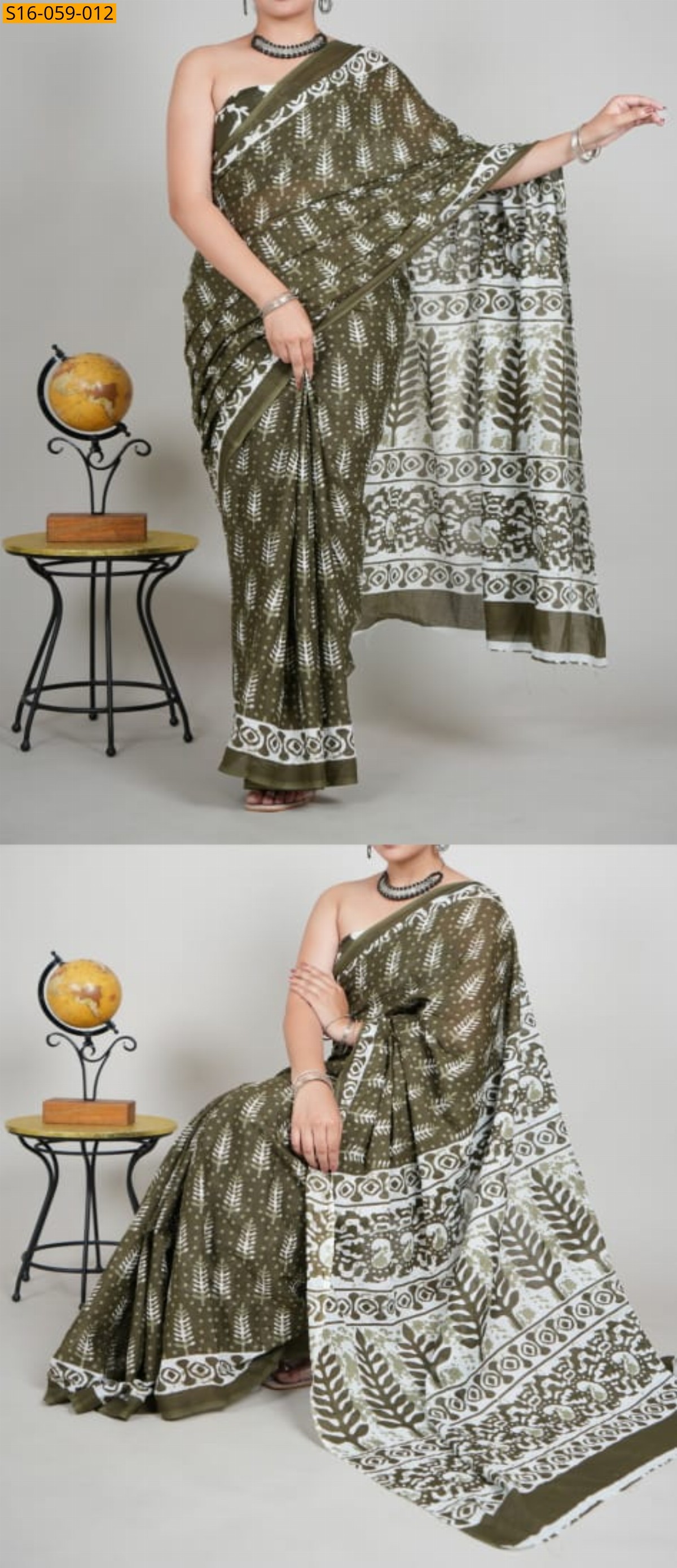 Green Mulmul cotton sarees