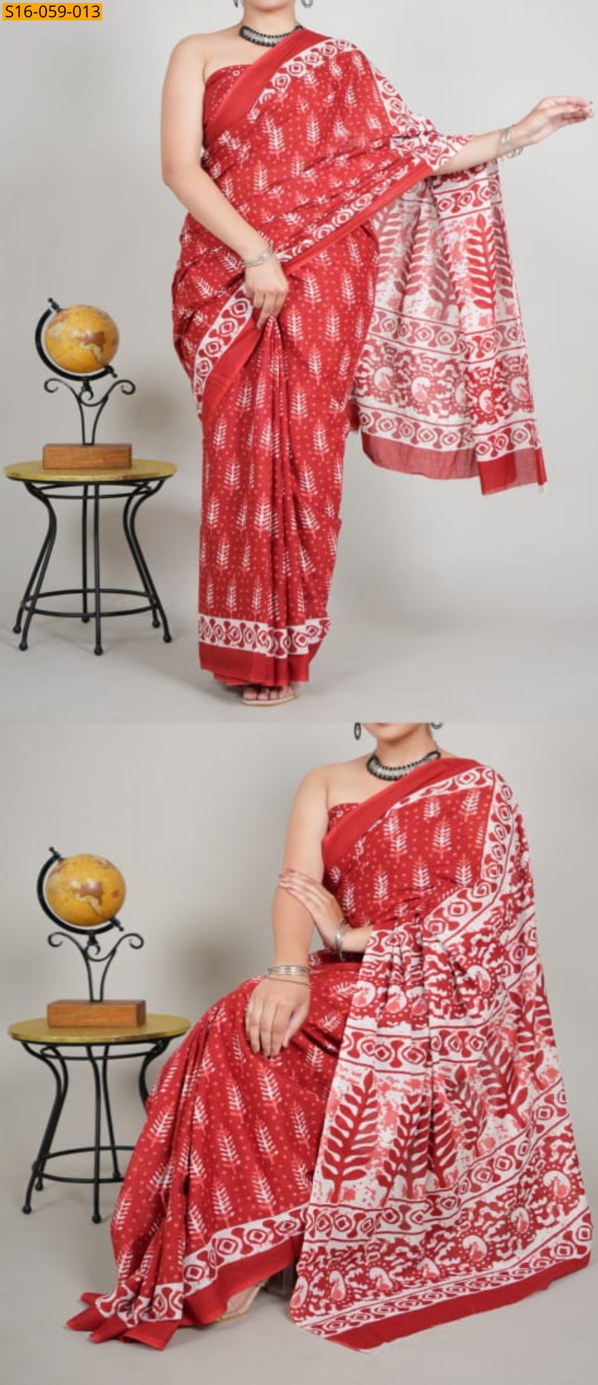 Red Mulmul cotton sarees