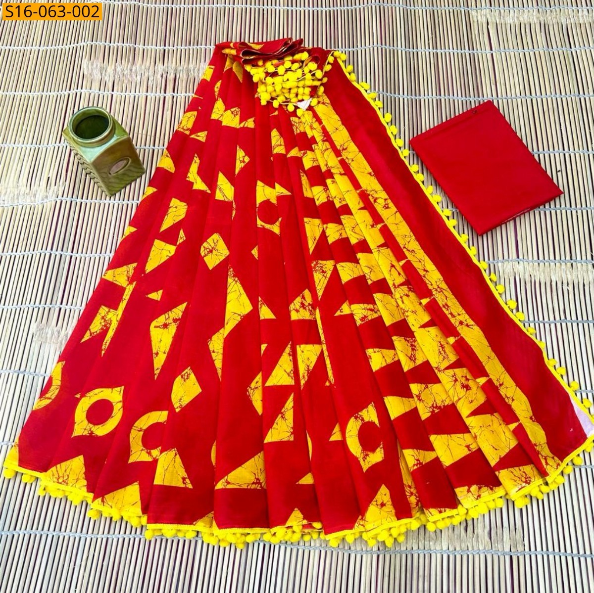 Red Mulmul cotton sarees