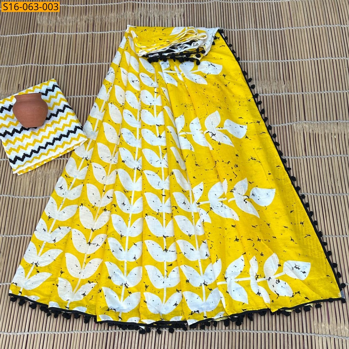 Yellow Mulmul cotton sarees