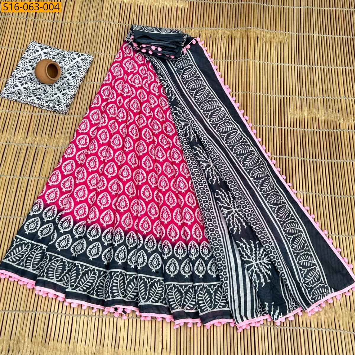 Pink Mulmul cotton sarees
