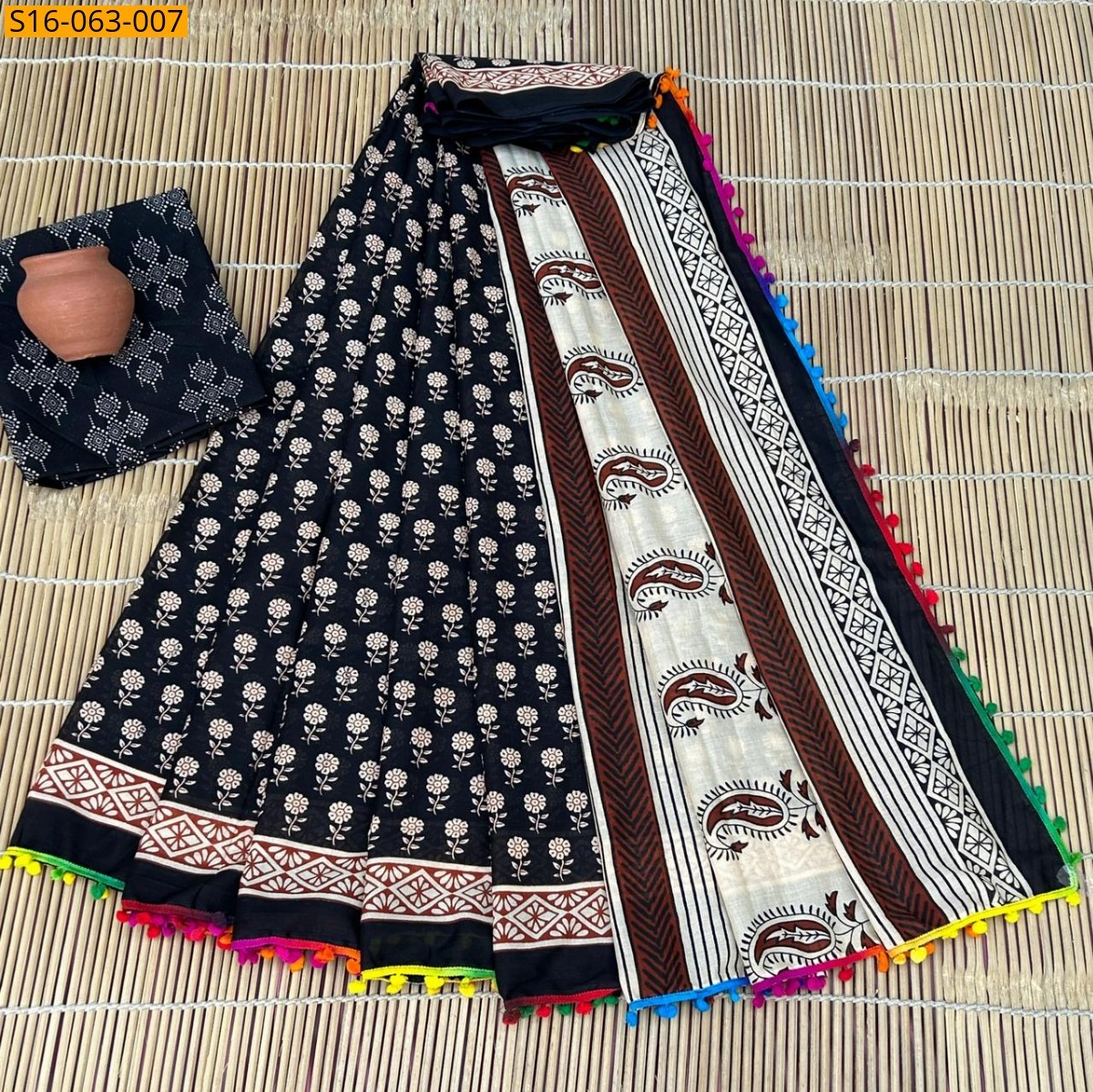 Black Mulmul cotton sarees