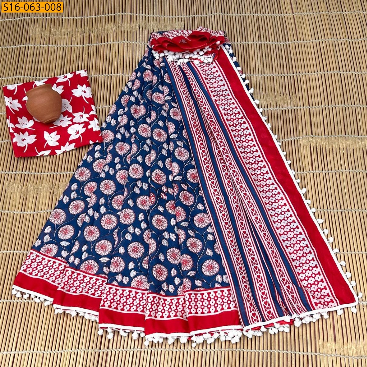 Navt blue Mulmul cotton sarees