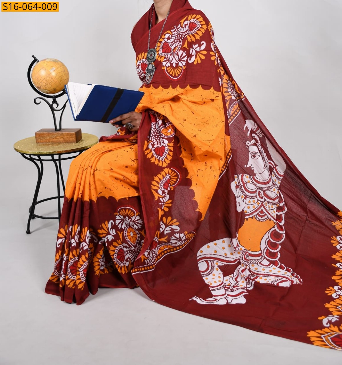 Yellow Mulmul cotton printed sarees