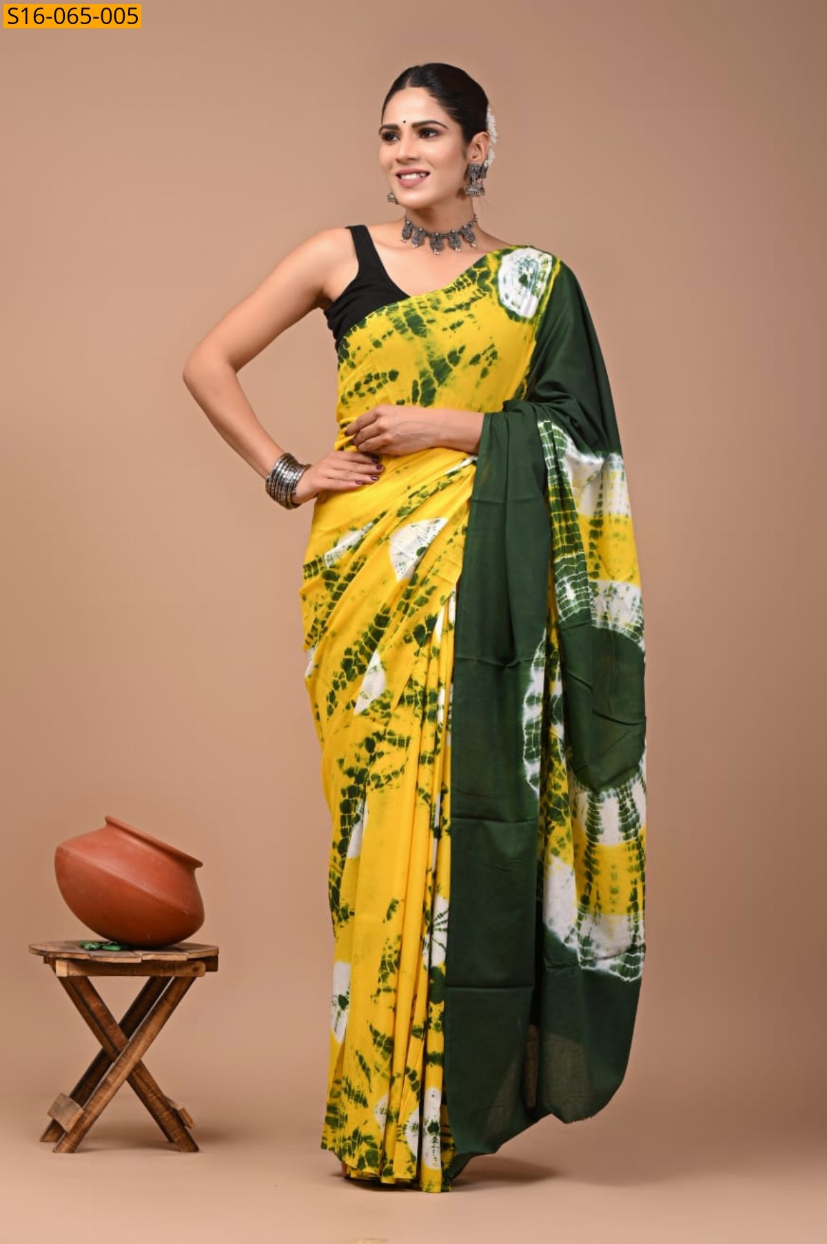 Yellow Cotton mulmul Saree