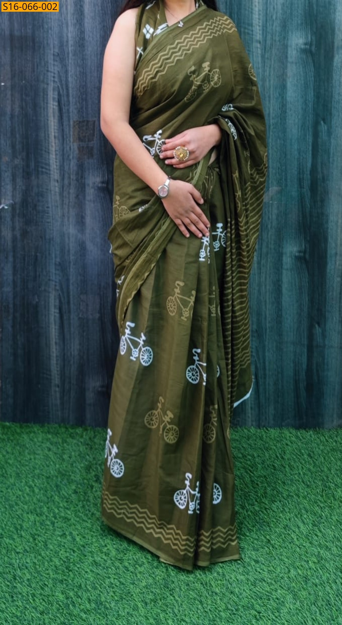 Green Cotton mulmul Saree