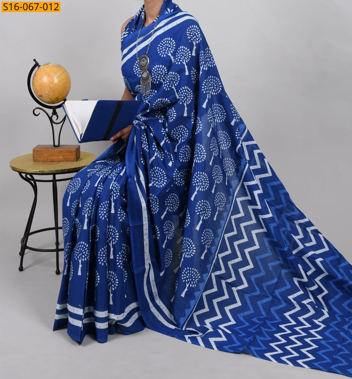 Navy blue Cotton mulmul Saree