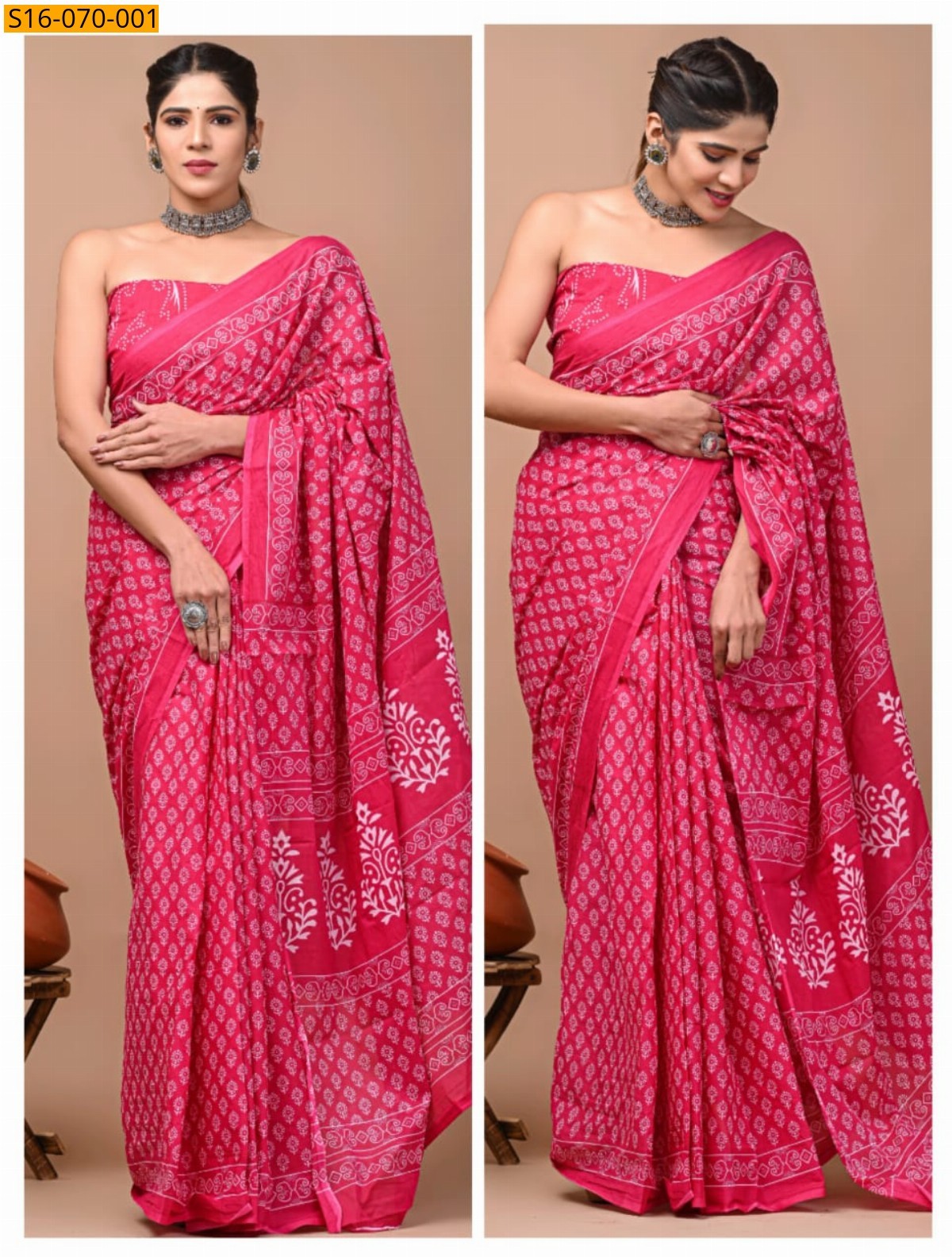 Pink Mulmul cotton  sarees