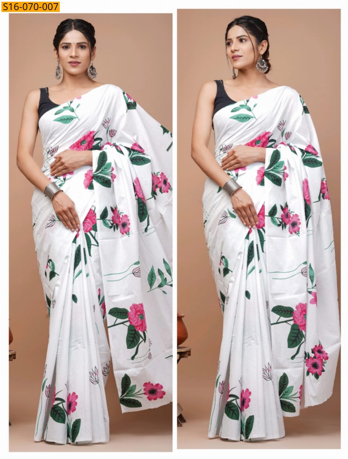 White Mulmul cotton  sarees