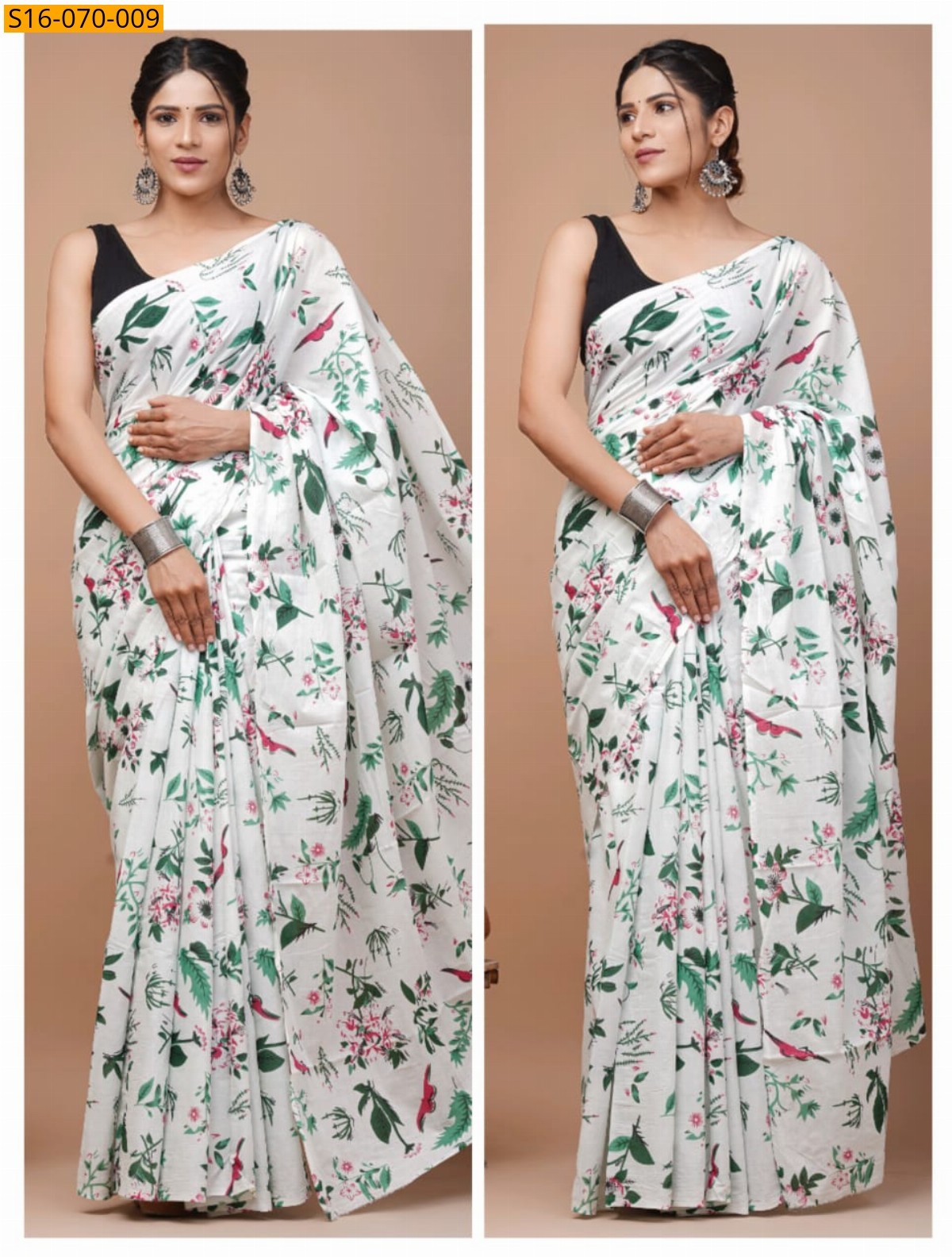 White Mulmul cotton  sarees