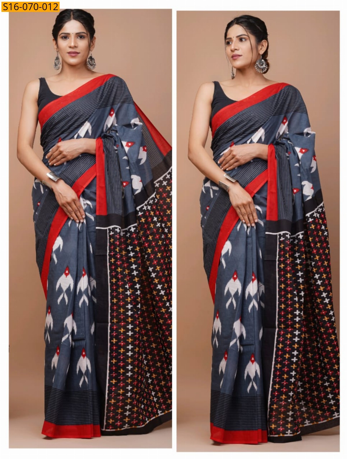 Gray Mulmul cotton  sarees