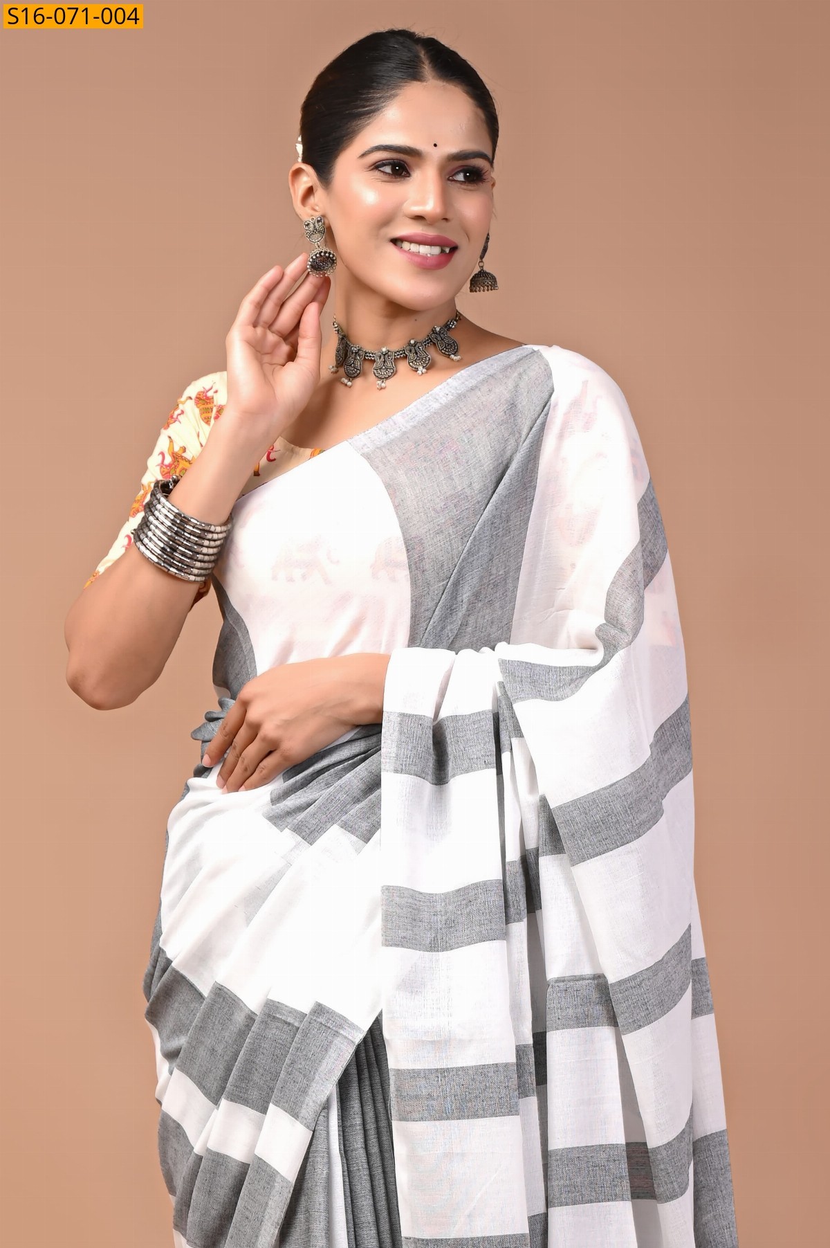White Khadi Cotton Saree