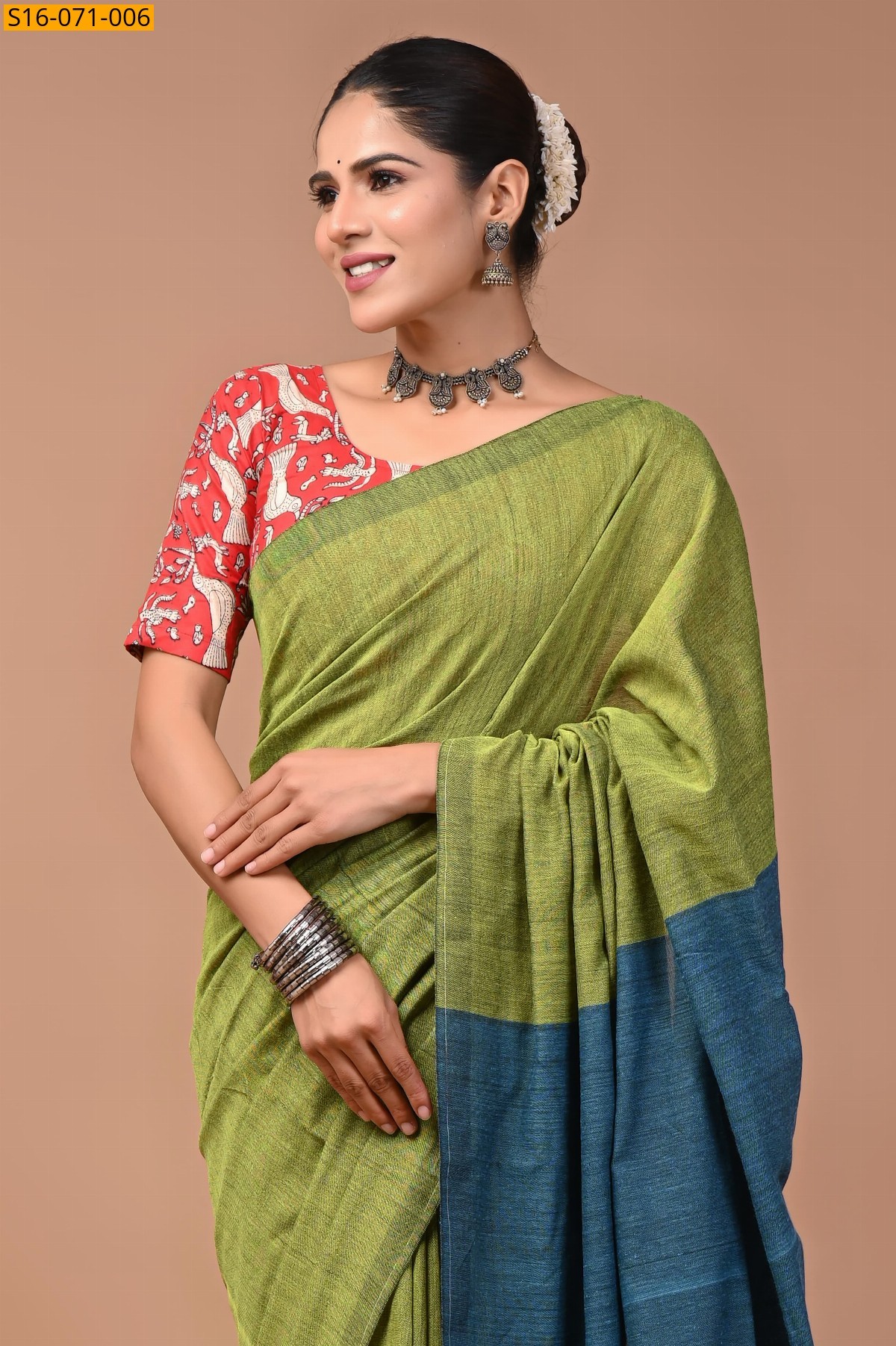 Green Khadi Cotton Saree