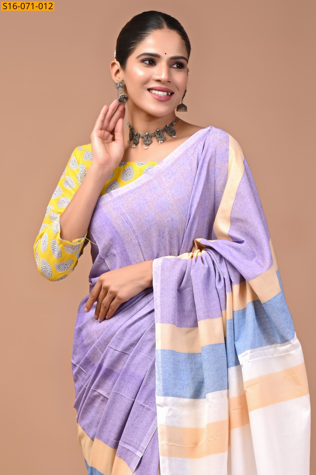 Lavender Khadi Cotton Saree