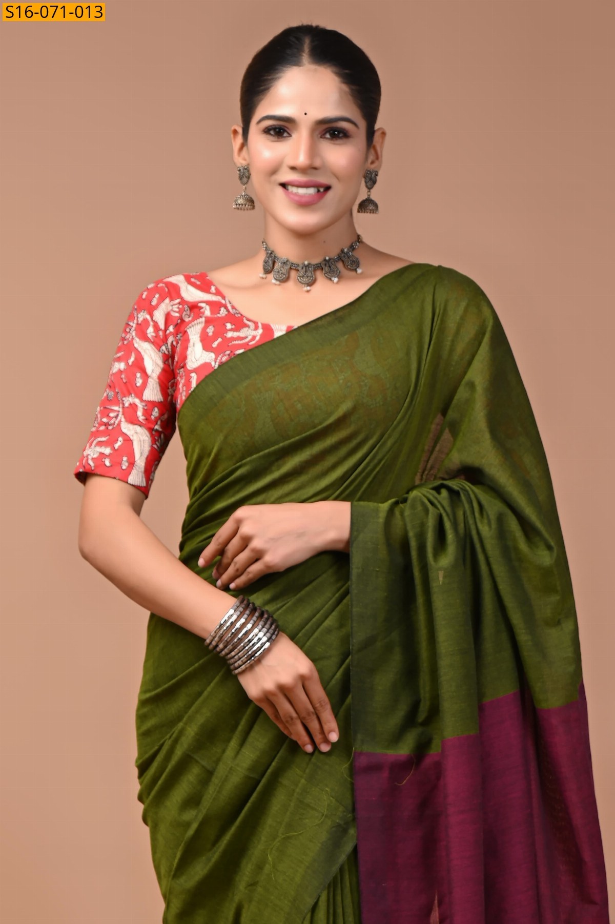Green Khadi Cotton Saree