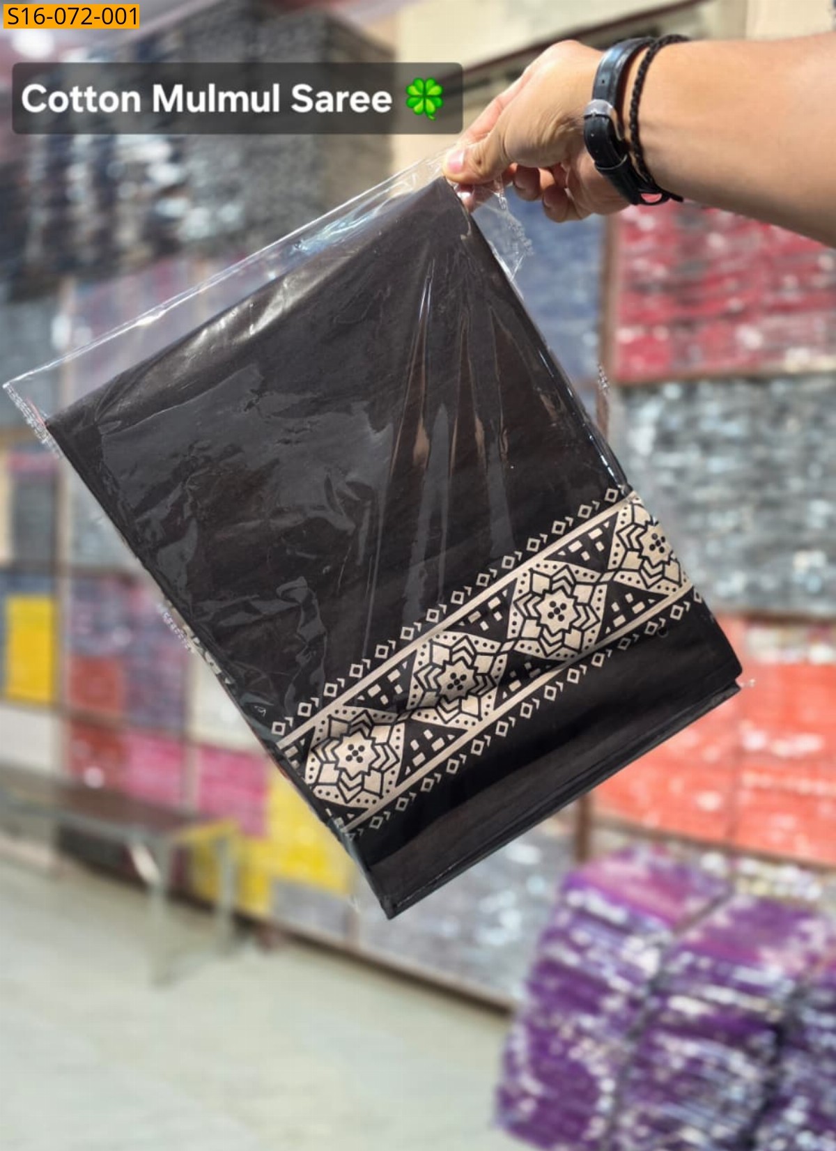 Black Mulmul cotton  sarees