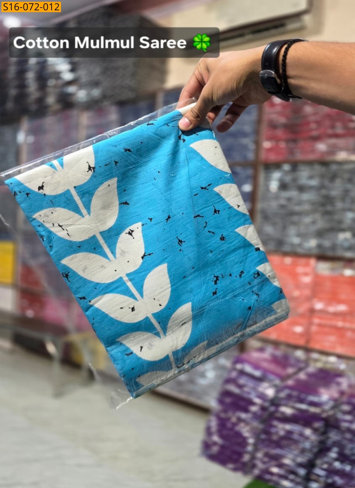 Blue Mulmul cotton  sarees