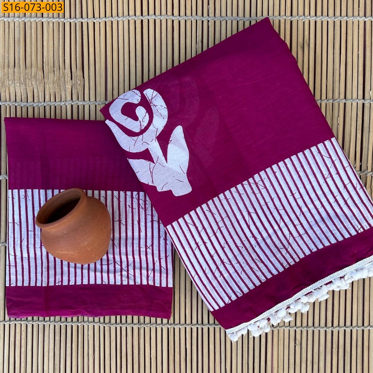 Magenta Mulmul cotton  sarees