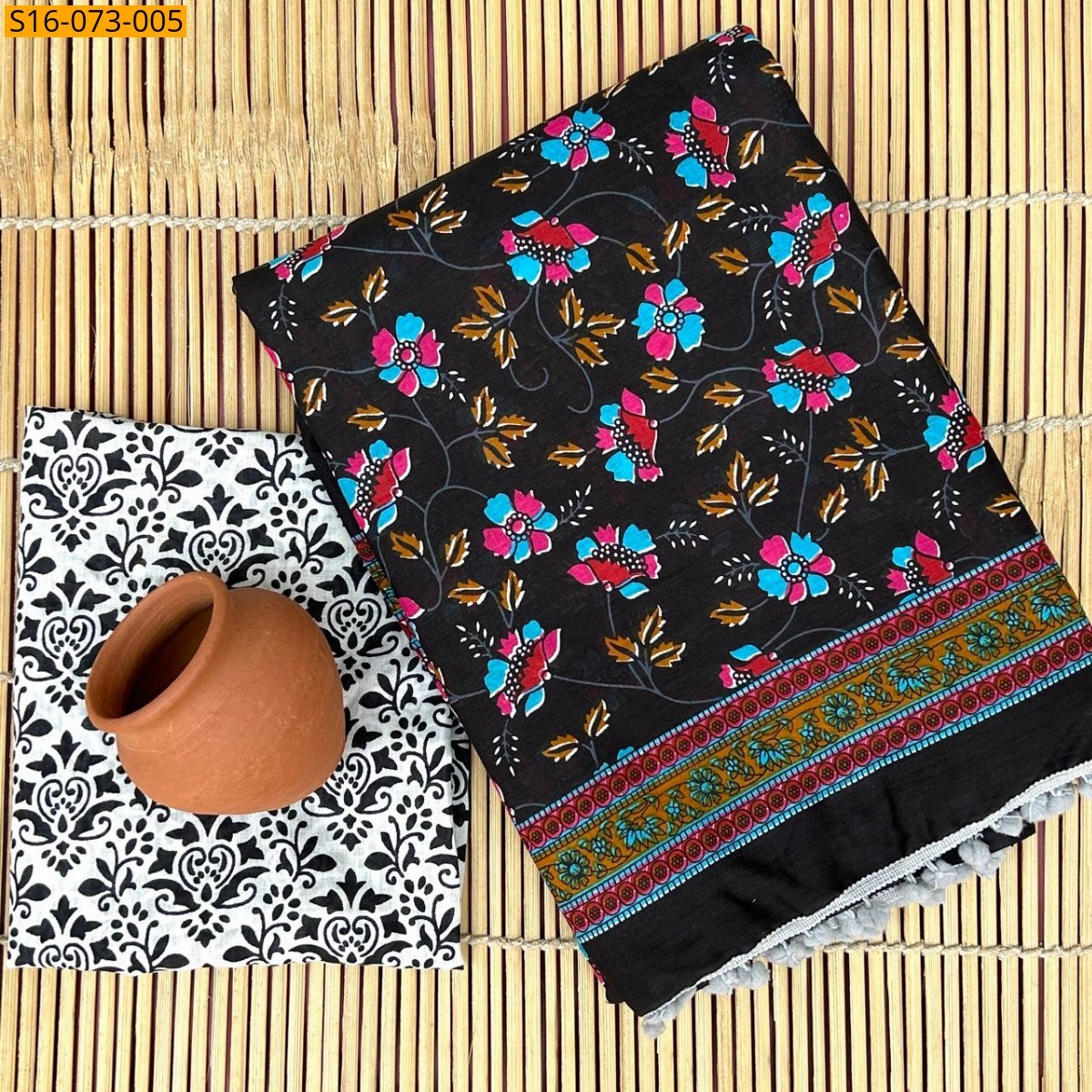 Black Mulmul cotton  sarees