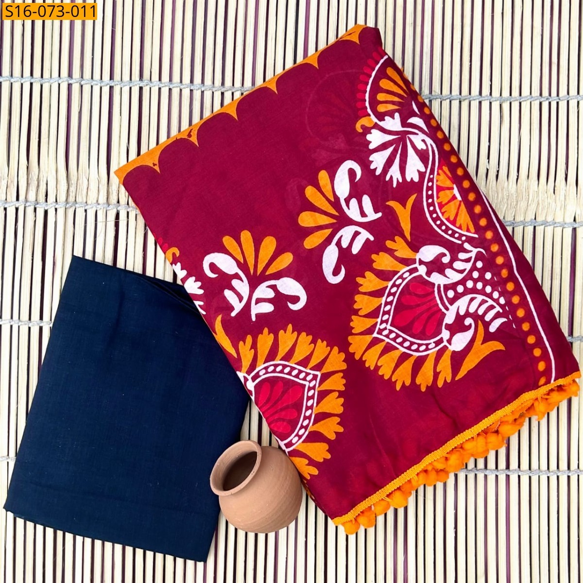 Orange Mulmul cotton  sarees