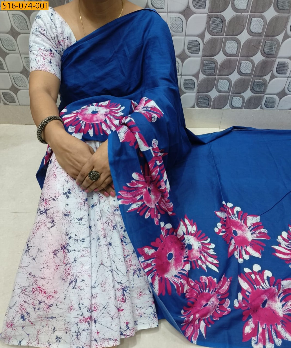 Blue Mulmul cotton  sarees