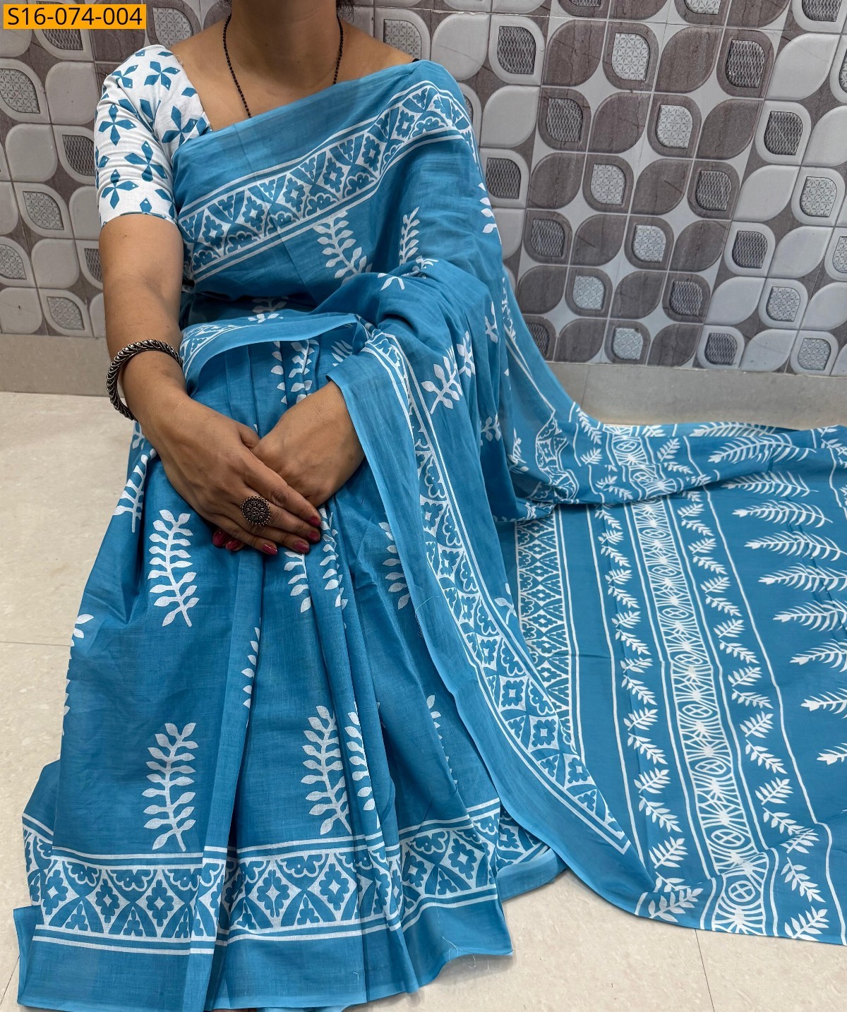Sky blue Mulmul cotton  sarees